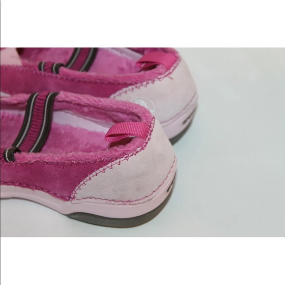 Crocs Kid Girl Winter Shoes Pink Ballet Lined Pink Sz 3 Leather Junior Elastic - Picture 10 of 12
